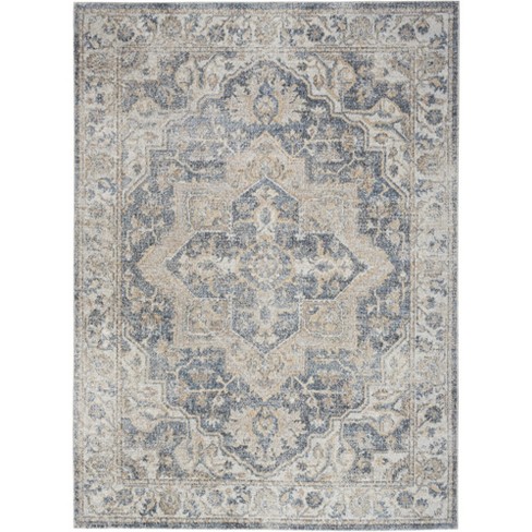 Nourison Astra Machine Washable Vintage Medallion Indoor Rug Grey/blue ...