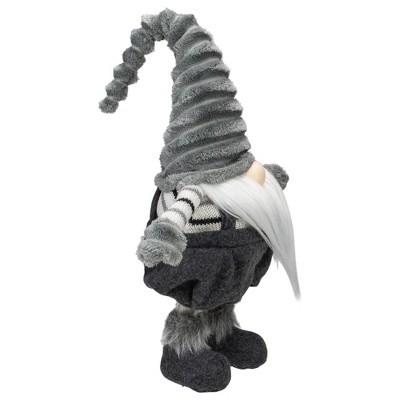 18" Gray and White Bouncy Gnome Winter Figurine
