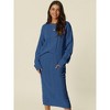 Seta T Womens' Winter Casual Crewneck Sweater Midi Skirts with Pockets Lounge Set Two Pieces - 2 of 4