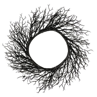 Northlight Twig Artificial Halloween Wreath - 24" - Black - Unlit