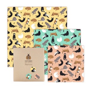 SUPERBEE Beeswax Wrap for Food, Set of 3 Bees Wax Wraps, Reusable Bees Wrap Paper for Wrapping Foods - 1 of 3