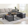 NicBex Modern Square Coffee Table Set of 5 with 4 Storage Stools and Metal Frame for Living Room - 2 of 4