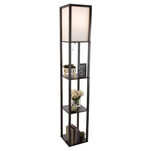 Etagere Style Floor Lamp With Shade Led Light Bulb By Lavish Home Black, Floor Lamp With Shelves Target