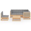 vidaXL Patio Furniture Set 6 Piece Outdoor Sectional Sofa Solid Wood Pine - Natural With Cushions - 3 of 4