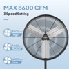 ROVSUN 30'' Industrial Pedestal Fan, 8600CFM High Velocity and Heavy Duty Metal Standing Fan with One-touch Oscillating for Shop, Patio, Garage - 2 of 4
