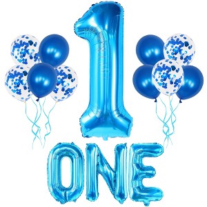 KatchOn, Blue 1 Balloon for First Birthday - Pack of 12 | Blue Number 1 Balloons | One Balloon Blue, Baby Shark 1st Birthday Decorations Boy - 1 of 4