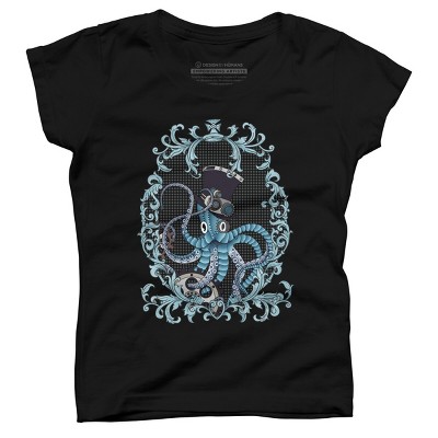 Girl's Design By Humans Steampunk Octopus By paviash T-Shirt