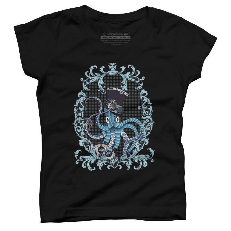Girl's Design By Humans Steampunk Octopus By paviash T-Shirt, 1 of 4