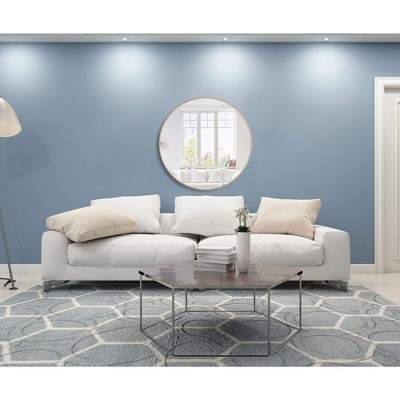 42-Inch Round Silver Metal Frame Mirror