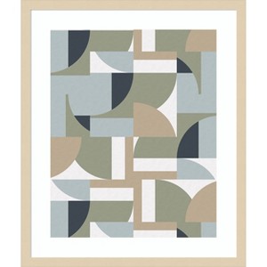Amanti Art Futuristic Bauhaus Polygons Beige by Ninola Design Wood Framed Wall Art Print - 1 of 4