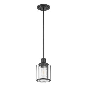 Prominence Home Lincoln Woods 1 Light Kitchen Island Linear Pendant Bar Light, Quick & Easy Installation, Damp-Rated for Indoor or Outdoor Use, Black - 1 of 4