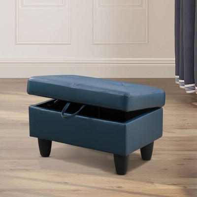 AndMakers 28.5 in. W Faux Leather Rectangle Ottoman with Storage