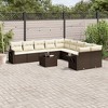 vidaXL 11 Piece Patio Sofa Set with Cushions - Brown and Cream Without Table - 2 of 4