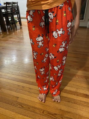 Peanuts Women's Snoopy And Woodstock Allover Print Smooth Fleece Pajama  Pants Lg Red : Target