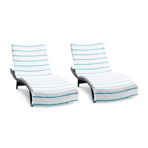 Arkwright Las Rayas Chaise Lounge Cover - (Pack of 2) 100% Cotton Terry Towel with Fitted Pocket, 30x85 - 1 of 4