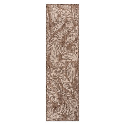 World Rug Gallery Distressed Palm Leaves Textured Flat Weave Indoor/Outdoor Area Rug