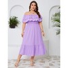 Women Plus Size Off Shoulder Maxi Dress Ruffle Flowy Casual Summer Boho Long Dresses - 2 of 4