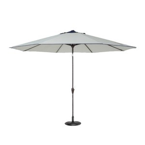 VisioGear Large Outdoor Umbrella, Market Hanging Umbrella, Patio Umbrella with Crank Handle for Garden Backyard, Beige & Blue, 108"*108"*96" - 1 of 4