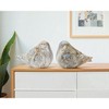 HomeRoots Set of Two Brown Blue And Ivory Faux Marble Bird Figurines - 2 of 4