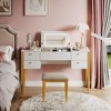 Makeup Vanity Desk with Flip Top Mirror and Lights, 47" 3 in 1 Vanity Table with 5 Drawers - 2 of 4