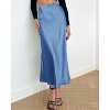 Women's 2025 Satin Midi Skirt - Elegant High Waist A-Line for Cocktail & Wedding Events Blue - 3 of 4