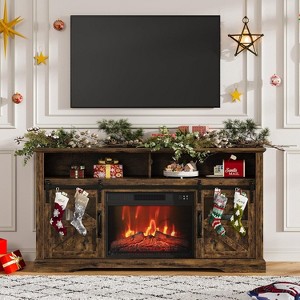 Electric Fireplace TV Stand for 65TV,Farmhouse Entertainment Center with Storage Cabinets,Modern Media Console Table with Sliding Barn Doors - 1 of 4