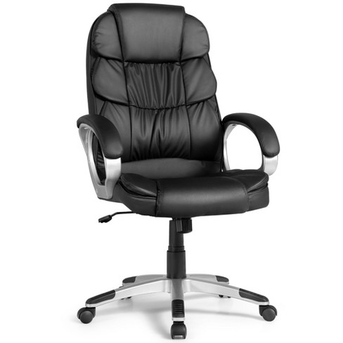 Racing Style Office Chair with PVC and PU Leather Seat - Costway