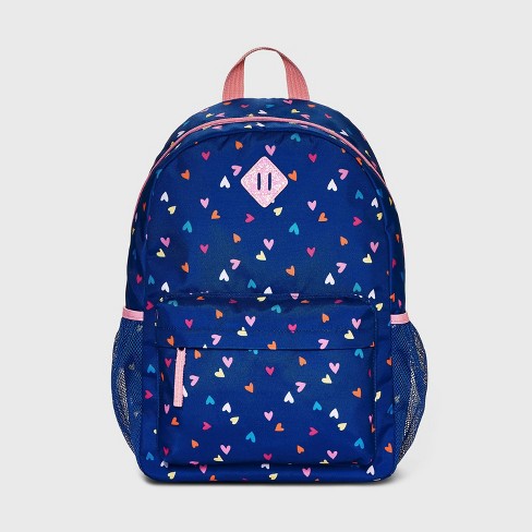 Kids' 16 Heart Printed Backpack - Cat & Jack™ Navy Blue : Target