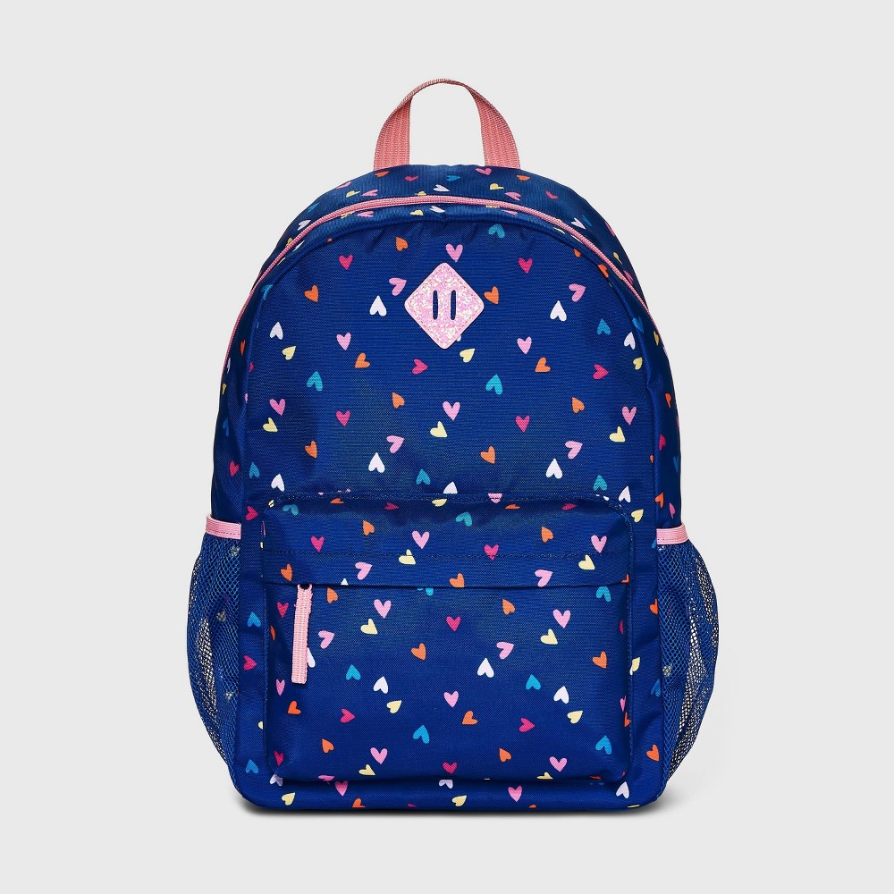 Kids' 16" Heart Printed Backpack - Cat & Jack Navy Blue