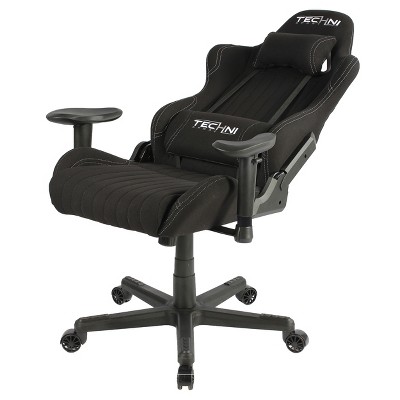 Racer High-Back Black Fabric Ergonomic Gaming Chair with Memory Foam