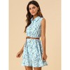 INSPIRE CHIC Women's Floral Sleeveless Half Placket Mini Belted Summer Dress - 2 of 4