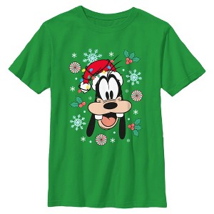 Boys Mickey & Friends Christmas Hat Ornaments Goofy Portrait T Shirt - 1 of 4