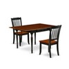 East West Furniture 3 Pc Kitchen Table set - Robust Two 9-Inch Drop Down Leaves Solid Wood Dinette Table & 2 Wooden Seat Dining Chairs,  White - 2 of 4