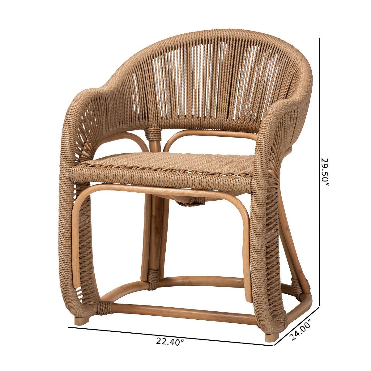 bali & pari Isra Natural Rattan Accent Chair with Handwoven Synthetic Wicker Brown - thumbnail 9