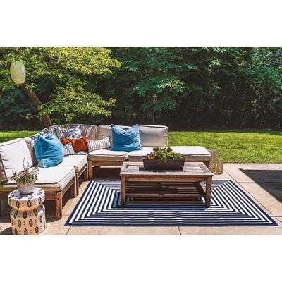 Navy Blue 4' x 6' Prescott Easy-Care Outdoor Area Rug