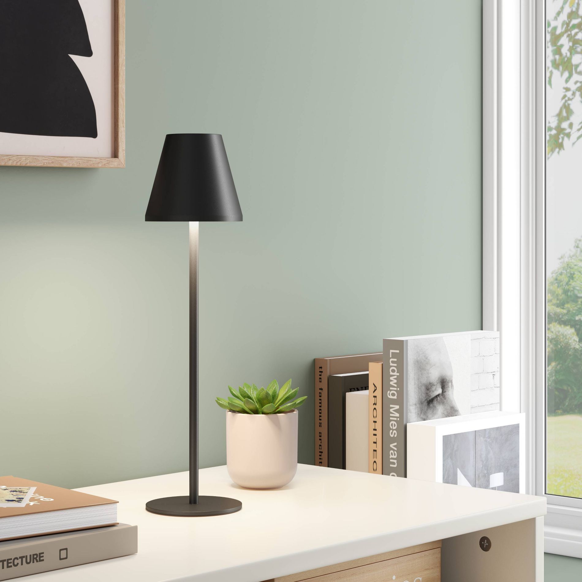 14" Rechargeable Cordless Table Lamp with Touch Control and 3 Brightness Levels Black - Room Essentials™