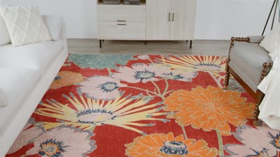 Allur Sunshine Floral 4' x 6' Synthetic Easy-Care Area Rug