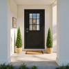 PexFix Fiberglass Entry Door 6-9/16 Vinyl Frame 9 Lite Frosted Glass Front Door Front Entrance Right Hand Inswing Black Wooden Grain Door - 2 of 4