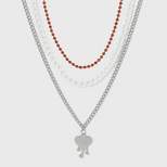 Link Chain and Dripping Heart Charm Necklace Set 3pc - Wild Fable™ Orange/White/Silver