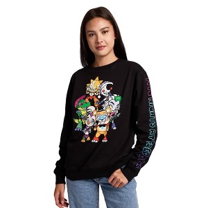 Five Nights At Freddy’s Group Shot Women’s Black Crew Neck Long Sleeve Fleece Sweatshirt - 1 of 4