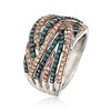 Ross-Simons 1.00 ct. t.w. Blue and Champagne Diamond Ring in Sterling Silver - 3 of 4