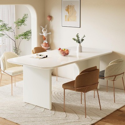 White MDF Contemporary Rectangular Dining Table with Arched Legs