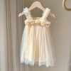 MyKids-USA Summer Baby Kids Girls Sleeveless 3D Flowers Mesh Strap Dress - 4 of 4