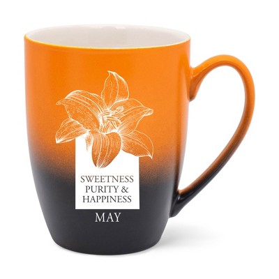 Elanze Designs Sweetness Purity And Happiness Two Toned Ombre Matte Orange and Black 12 ounce Ceramic Stoneware Coffee Cup Mug