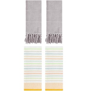 REGALWOVEN 4 Pcs Cotton Soft Absorbent Home Bathroom Decorative Hand Towel - 1 of 4