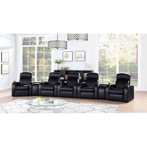 Top-Grain Leather 7-Piece Home Theater Set with Manual Recline, Wall Hugger Mechanism, Center Console with Storage and Cup Holders - 1 of 4
