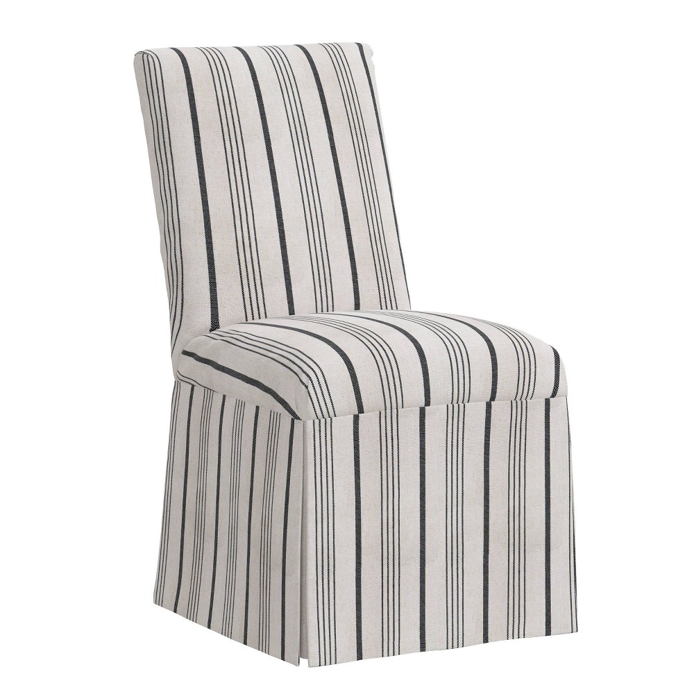 Skyline Furniture James Slipcover Armless Dining Chair Alcot Coal: Stripe Upholstered, Rubberwood Frame