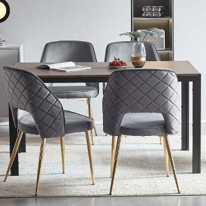 CENGHU Velvet Upholstered Dining Chairs Set of 4, Dining Chairs with Metal Legs and Hollow Back Upholstered - 1 of 4
