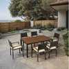 Nicbex 7 PCS Outdoor Patio Dining Table with 6 Upholstered Chairs,Wicker Furniture Dining Set,Acacia Tabletop,Powder-Coated Steel Frame,Black/Brown - 3 of 4