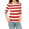 INSPIRE CHIC Women's Stripes Casual Basic Elbow Sleeves Boat Neck Slim Fit T-Shirts - 3 of 4